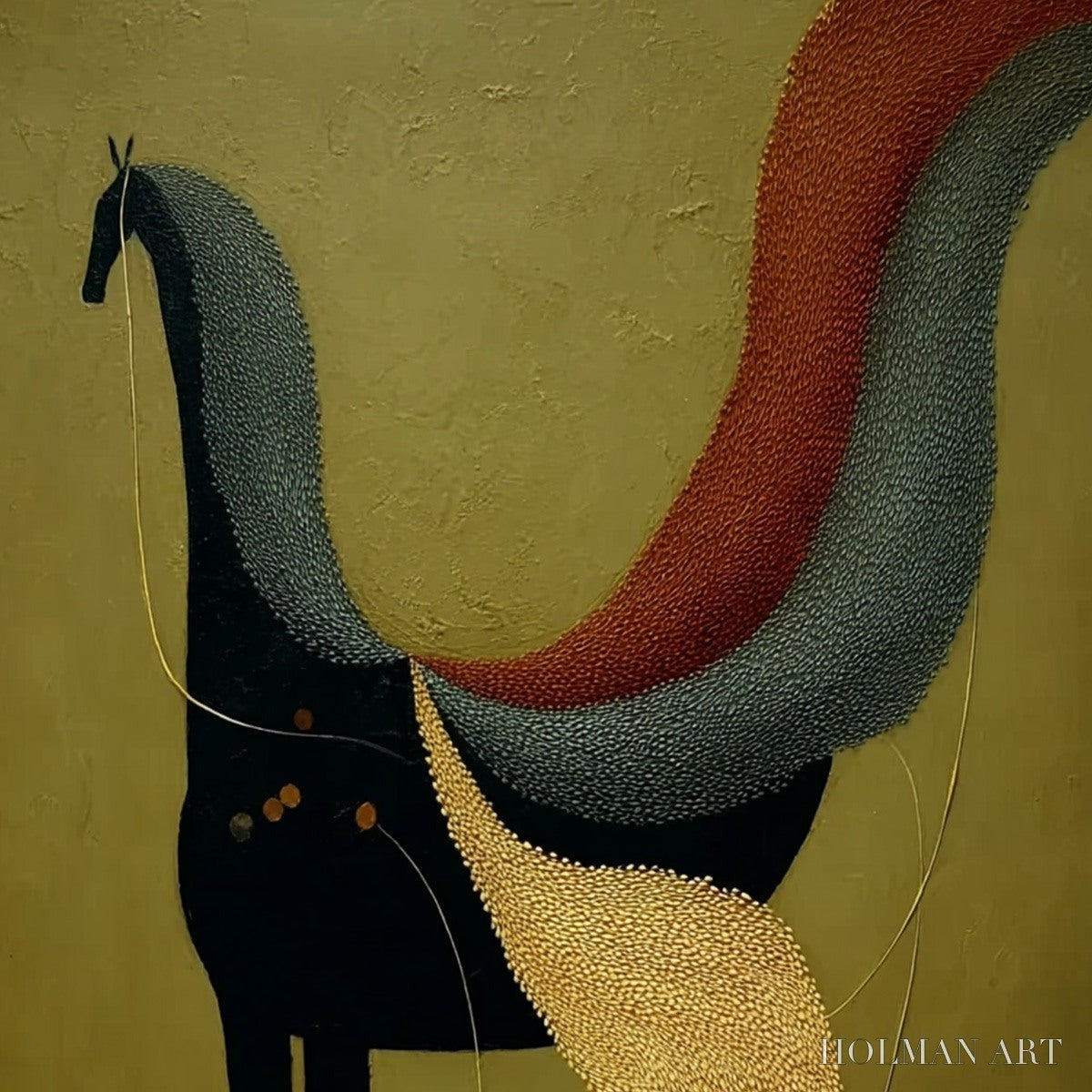 HOLMAN ART Aeon'S Tapestry – Textured Wabi Sabi Abstract Horse Painting - image 3