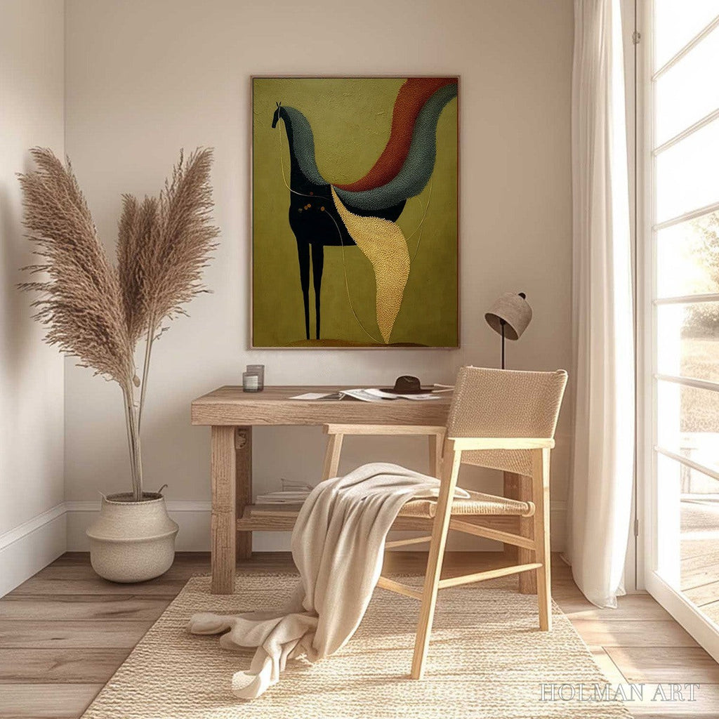 HOLMAN ART Aeon'S Tapestry – Textured Wabi Sabi Abstract Horse Painting - image 6