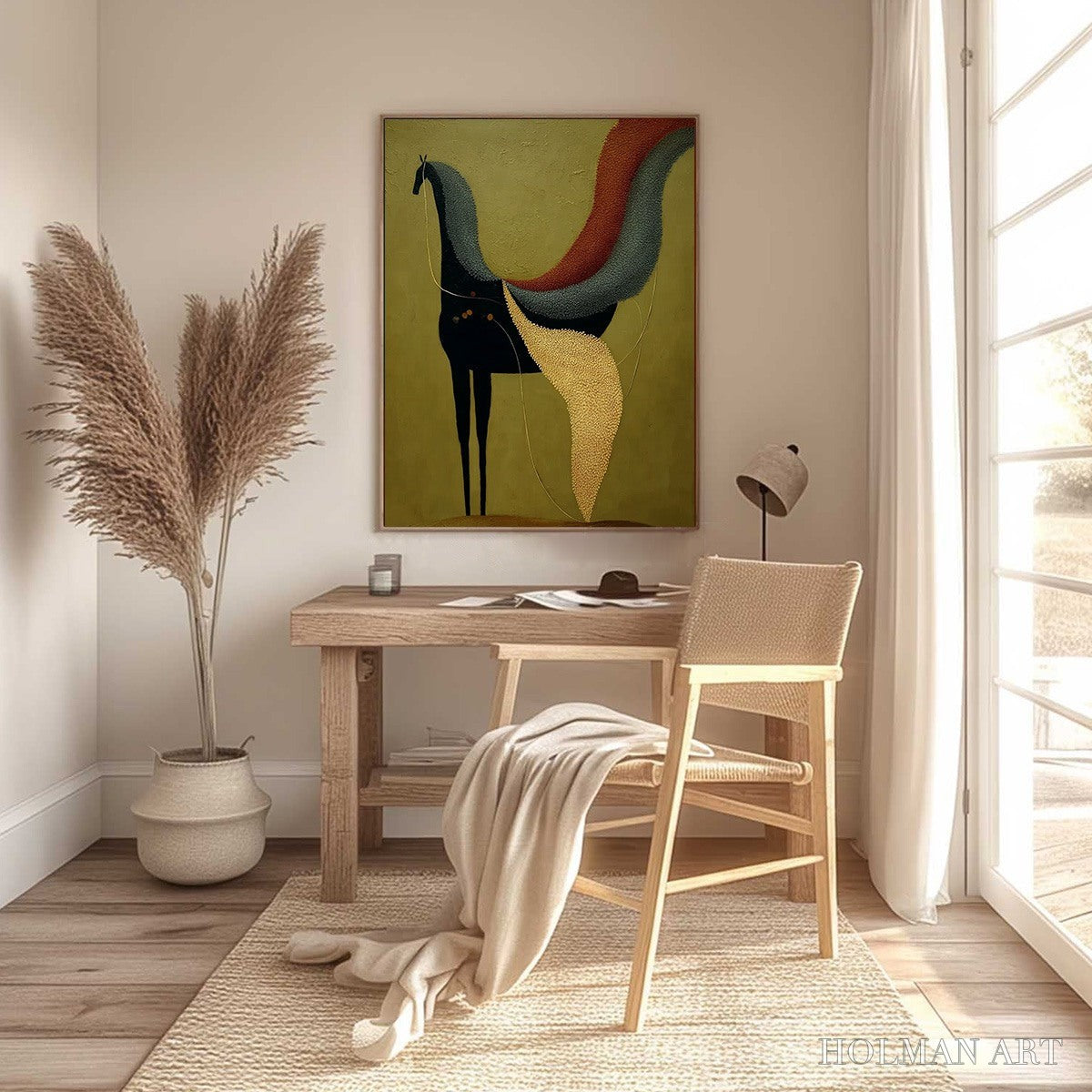 HOLMAN ART Aeon'S Tapestry – Textured Wabi Sabi Abstract Horse Painting - image 6