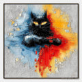 HOLMAN ART Midnight Gaze – Textured Abstract Black Cat Painting - image 1