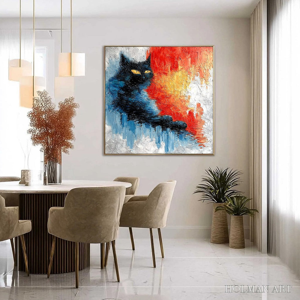 HOLMAN ART Ember Eyes – Textured Impasto Black Cat Painting on Canvas - image 4