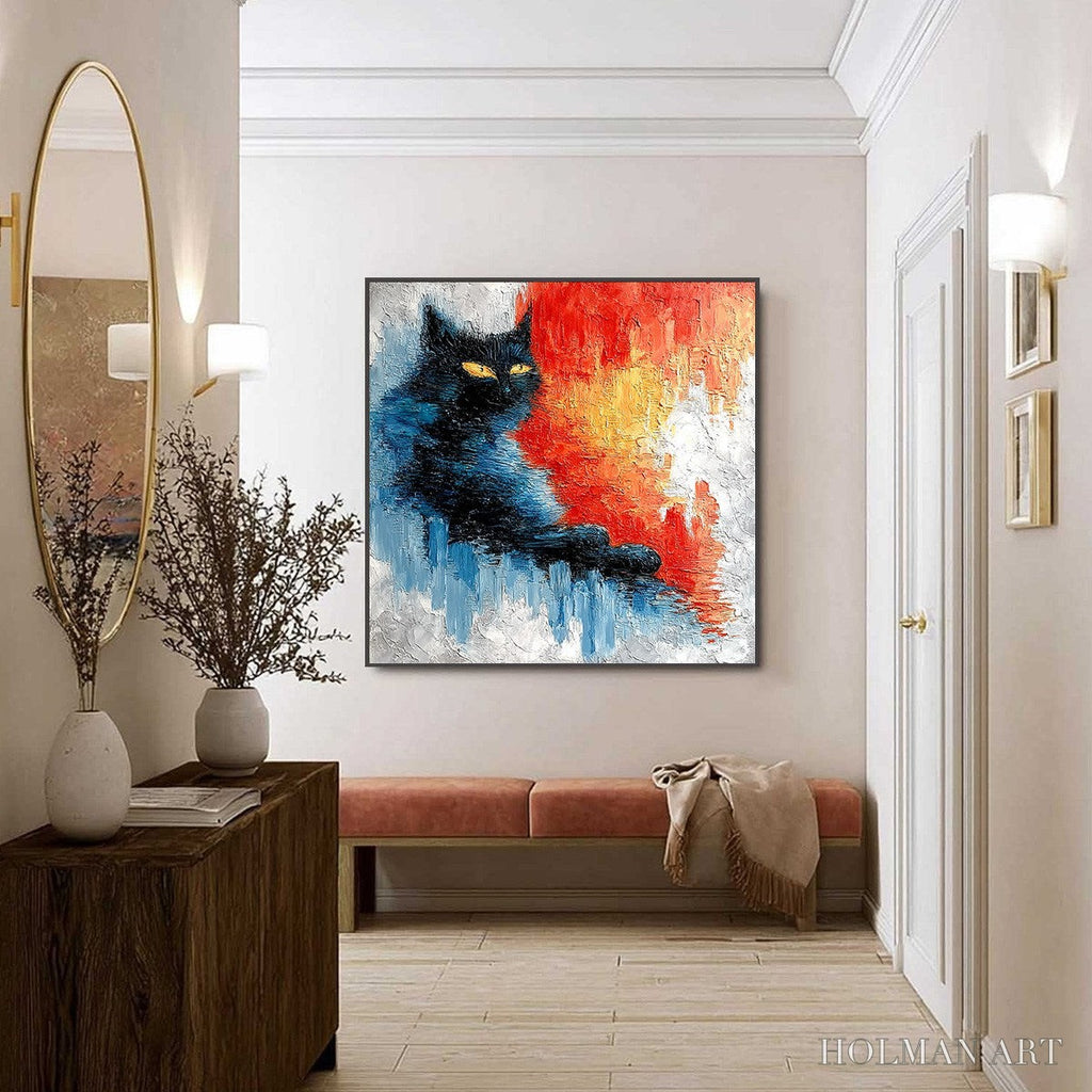 HOLMAN ART Ember Eyes – Textured Impasto Black Cat Painting on Canvas - image 6