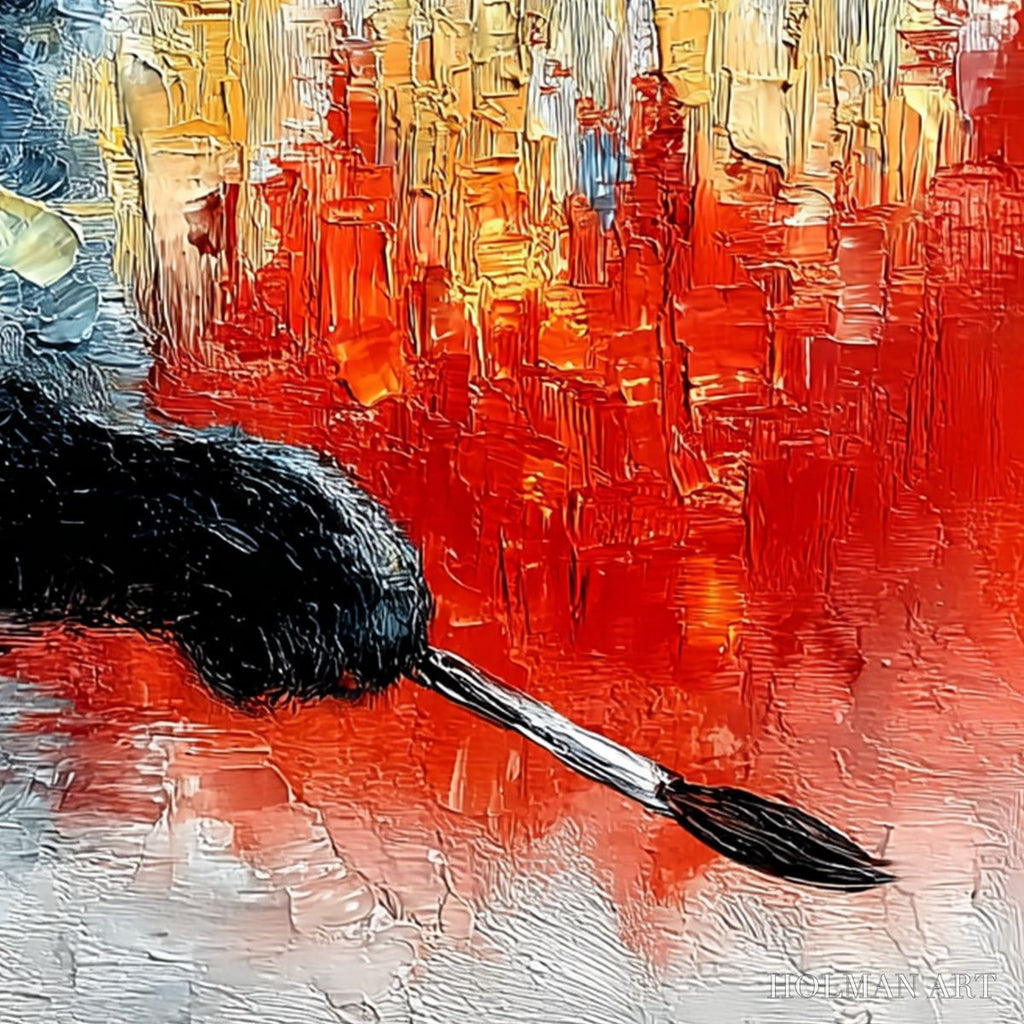 HOLMAN ART Midnight Painter – Textured Impasto Black Cat Painting with Abstract Colors - image 3