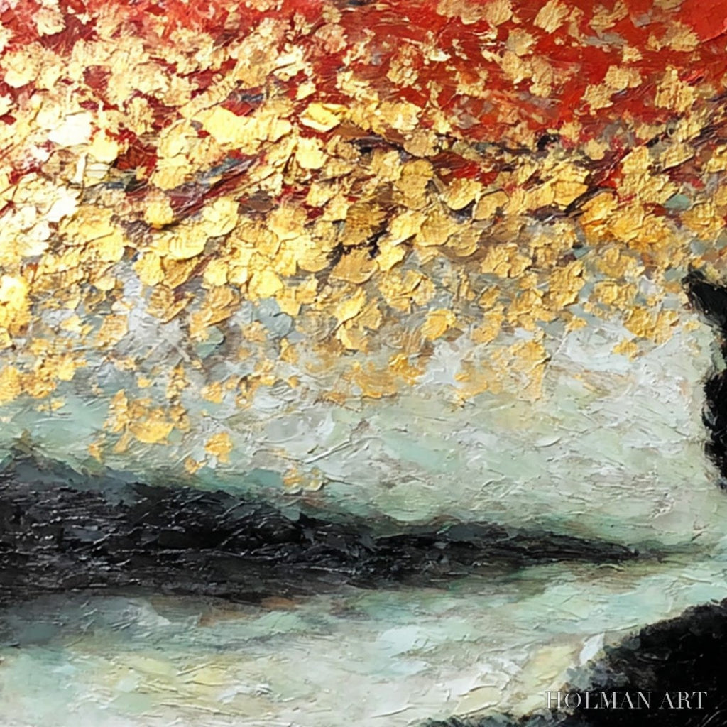 HOLMAN ART Golden Gaze – Textured Impasto Black Cat Painting with Gold Leaf - image 5