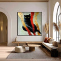 HOLMAN ART Golden Gaze – Textured Impasto Black Cat Painting with Golden Accents - image 2