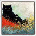 HOLMAN ART Midnight Reign – Abstract Black Cat Painting with Gold Leaf Texture - image 1