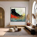 HOLMAN ART Midnight Reign – Abstract Black Cat Painting with Gold Leaf Texture - image 2