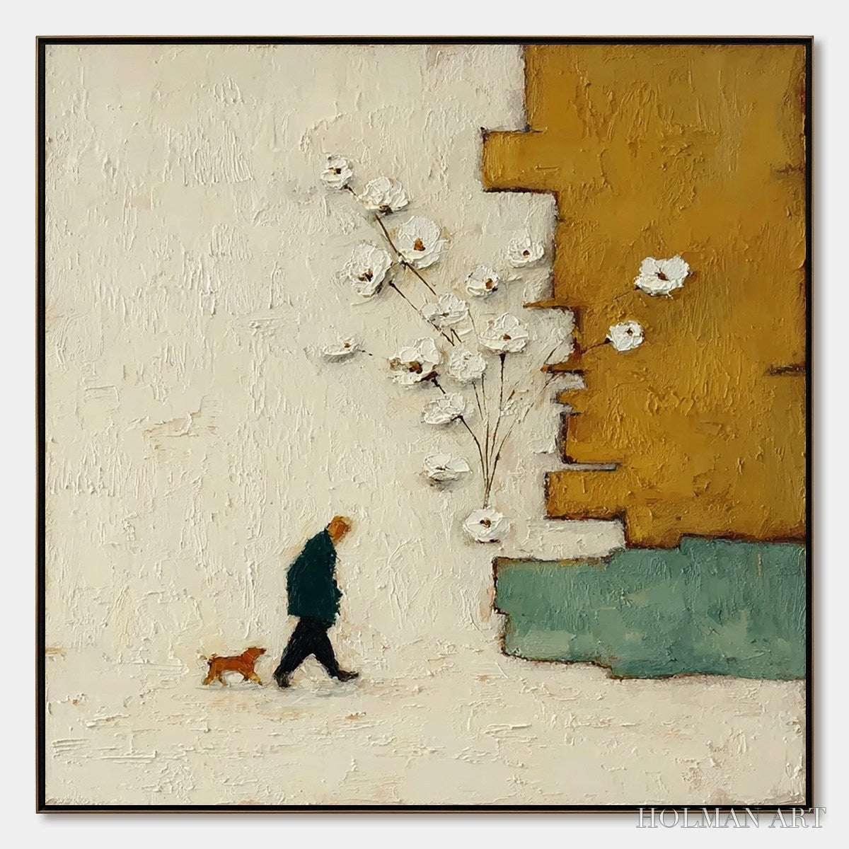 HOLMAN ART Moments in Passing – Textured Minimalist Impasto Painting of a Daily Stroll - image 1