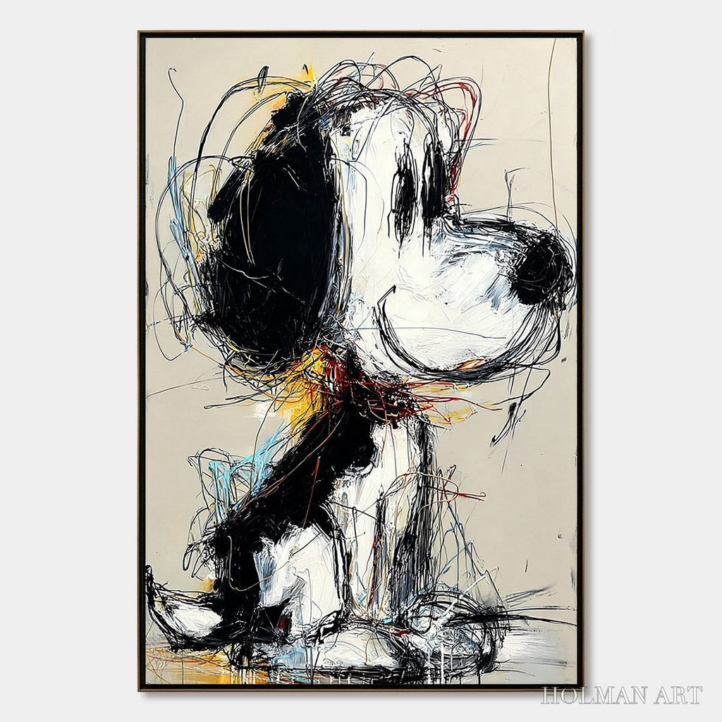 HOLMAN ART Nostalgic Scribble – Expressive Pop Art Dog Painting for Modern Decor - image 1