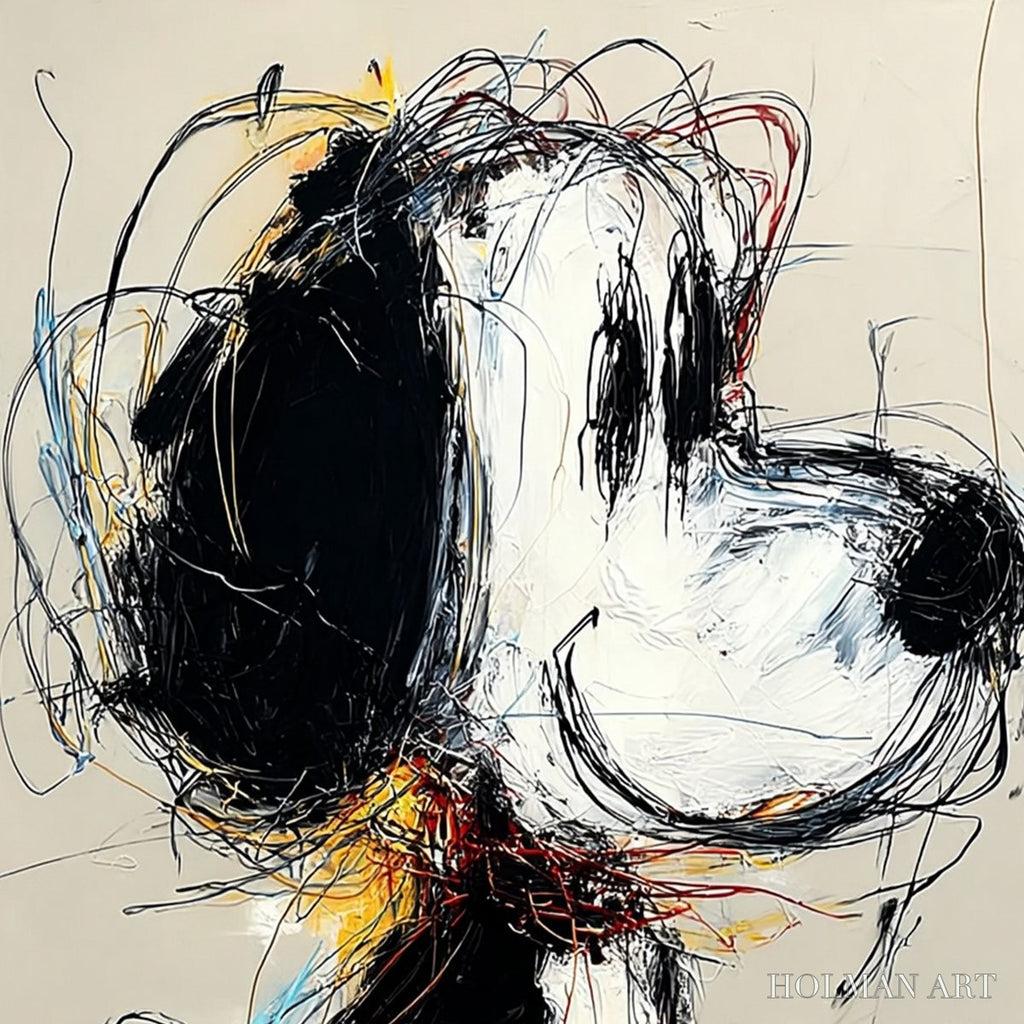HOLMAN ART Nostalgic Scribble – Expressive Pop Art Dog Painting for Modern Decor - image 3