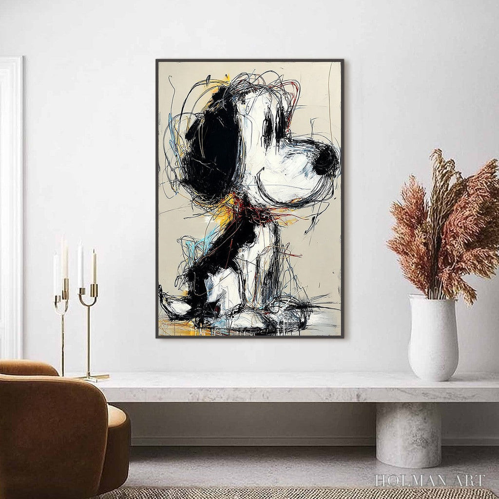 HOLMAN ART Nostalgic Scribble – Expressive Pop Art Dog Painting for Modern Decor - image 4