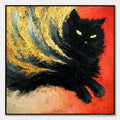HOLMAN ART Ember Eyes – Bold Abstract Black Cat Painting with Gold Leaf - image 1