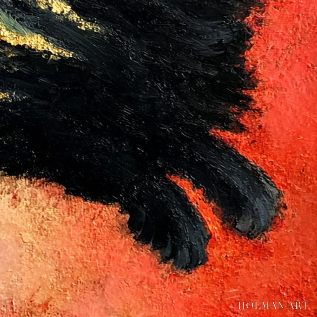 HOLMAN ART Ember Eyes – Bold Abstract Black Cat Painting with Gold Leaf - image 3