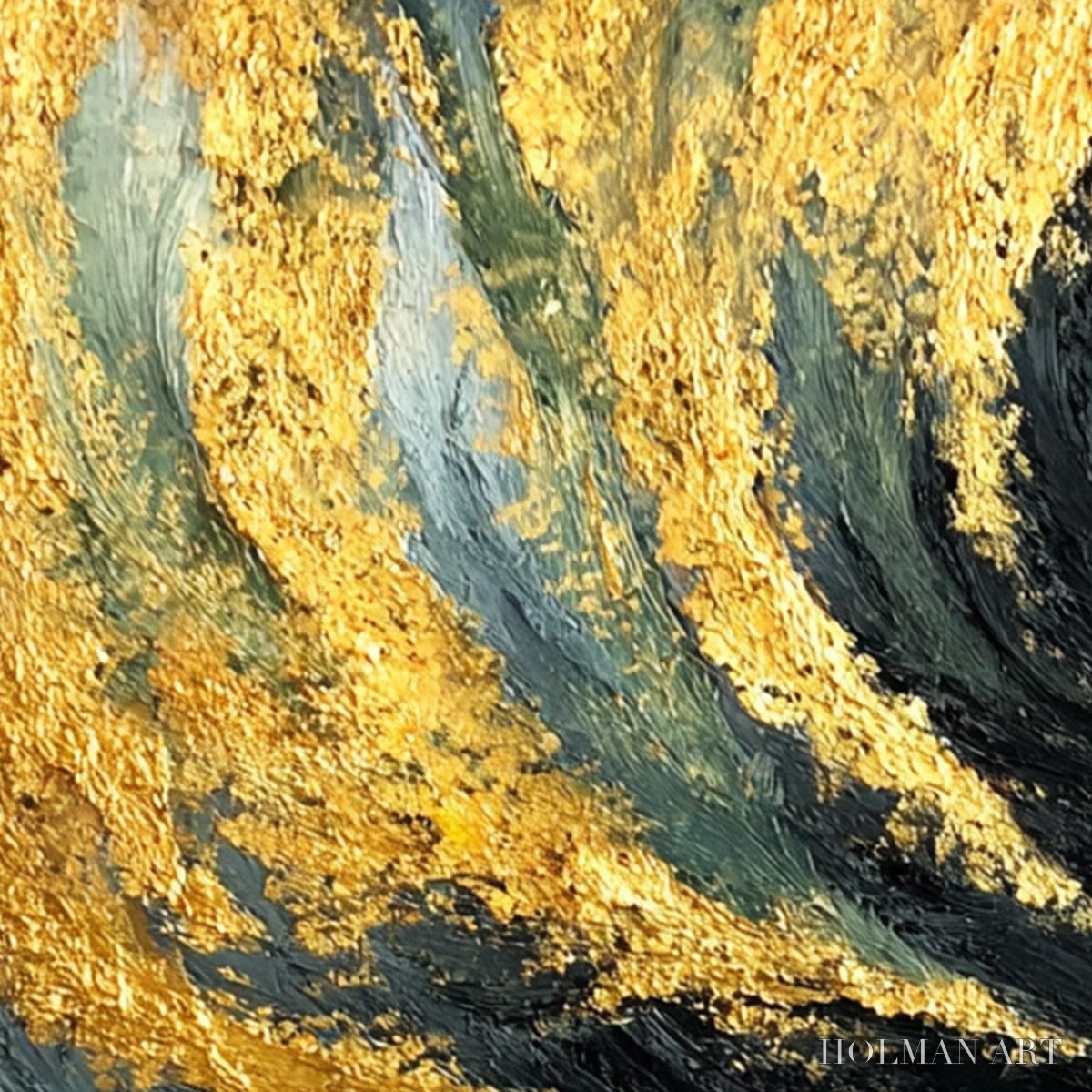 HOLMAN ART Ember Eyes – Bold Abstract Black Cat Painting with Gold Leaf - image 5