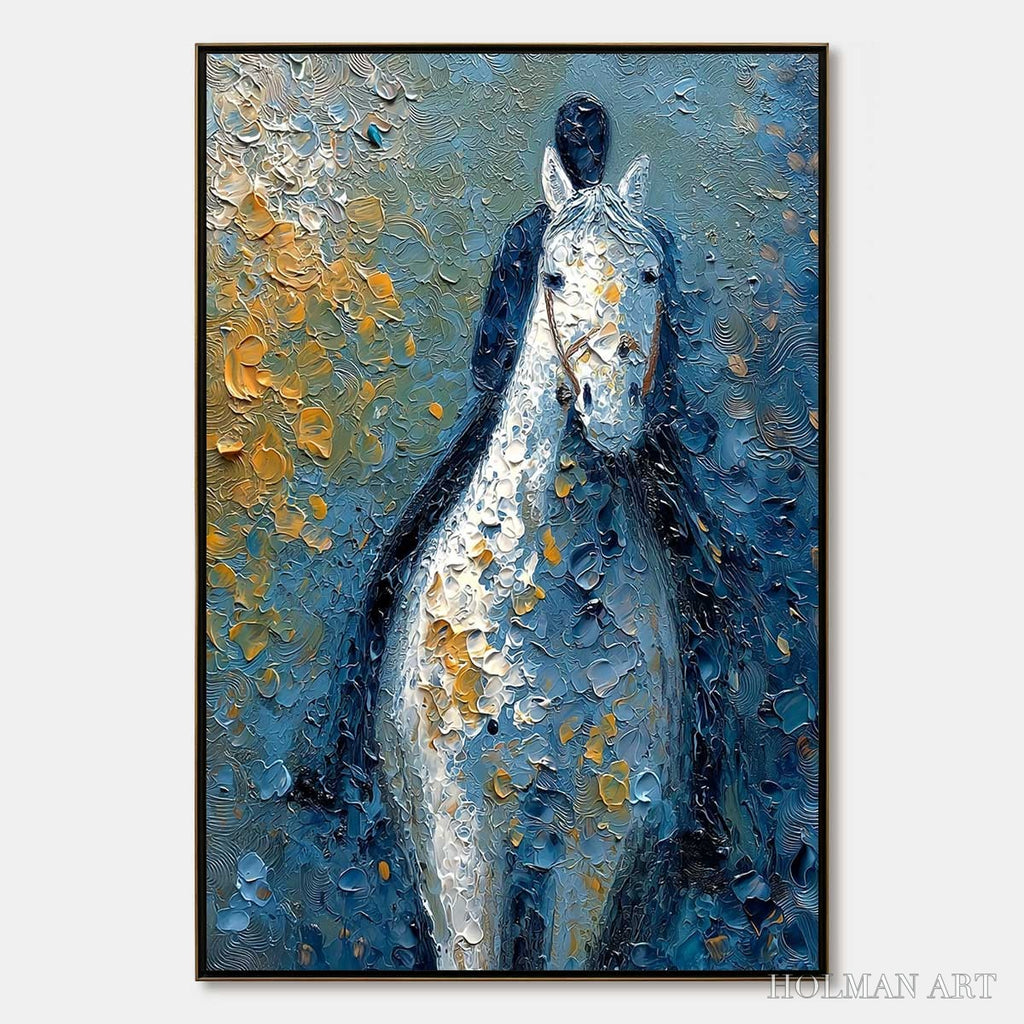 HOLMAN ART Noble Companion – Textured Impasto Horse and Rider Painting - image 1