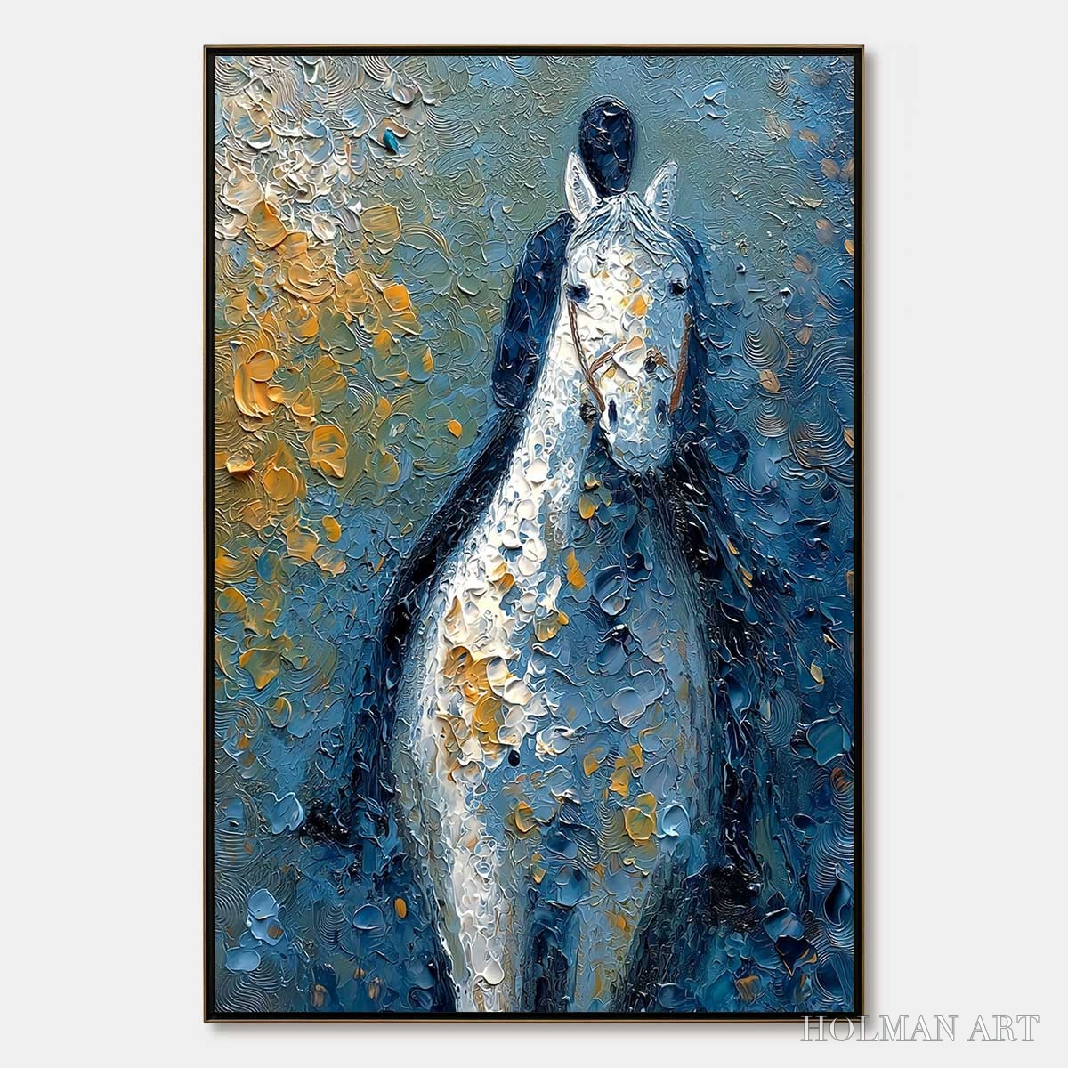 HOLMAN ART Noble Companion – Textured Impasto Horse and Rider Painting - image 1