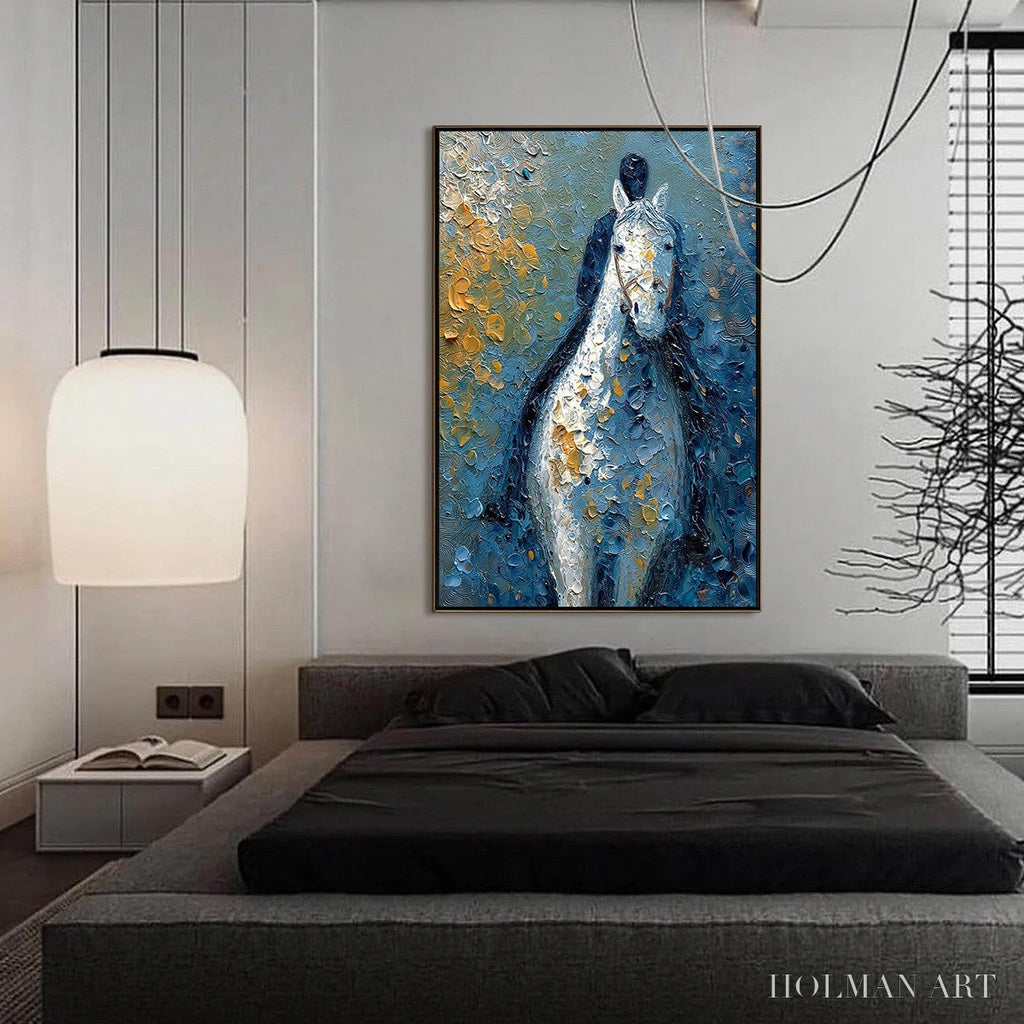 HOLMAN ART Noble Companion – Textured Impasto Horse and Rider Painting - image 4