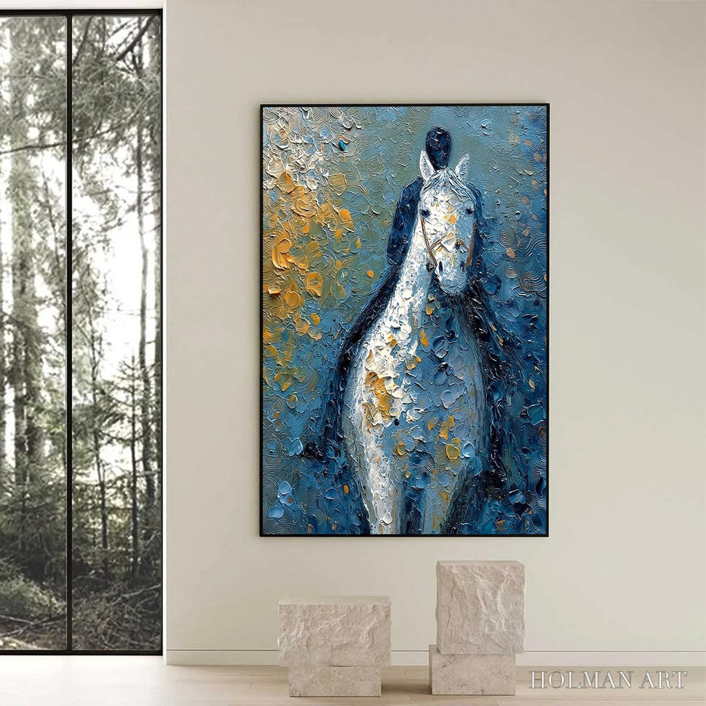 HOLMAN ART Noble Companion – Textured Impasto Horse and Rider Painting - image 6