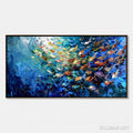 HOLMAN ART Oceanic Convergence – Textured Impasto Painting of a Vibrant School of Fish - image 1
