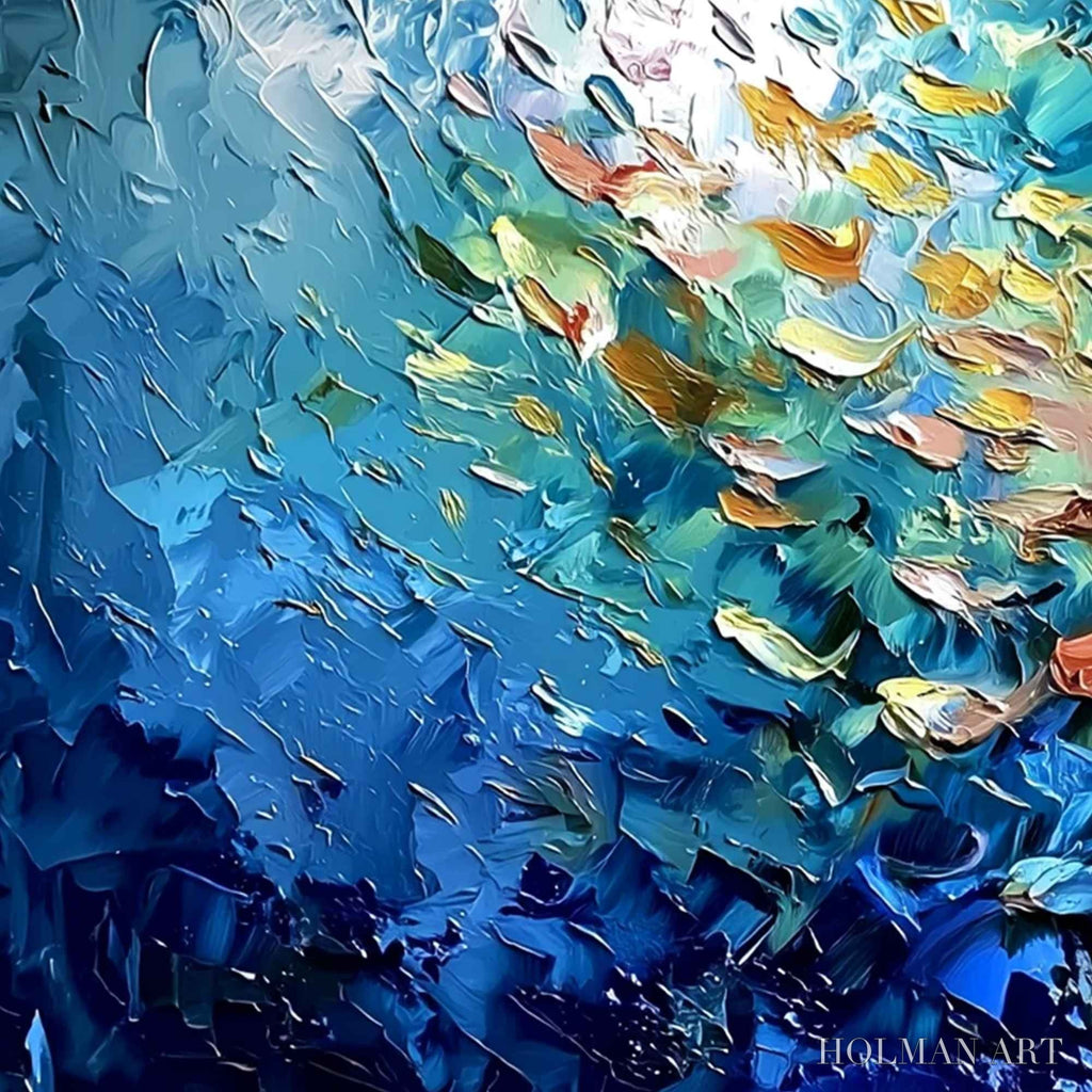 HOLMAN ART Oceanic Convergence – Textured Impasto Painting of a Vibrant School of Fish - image 3