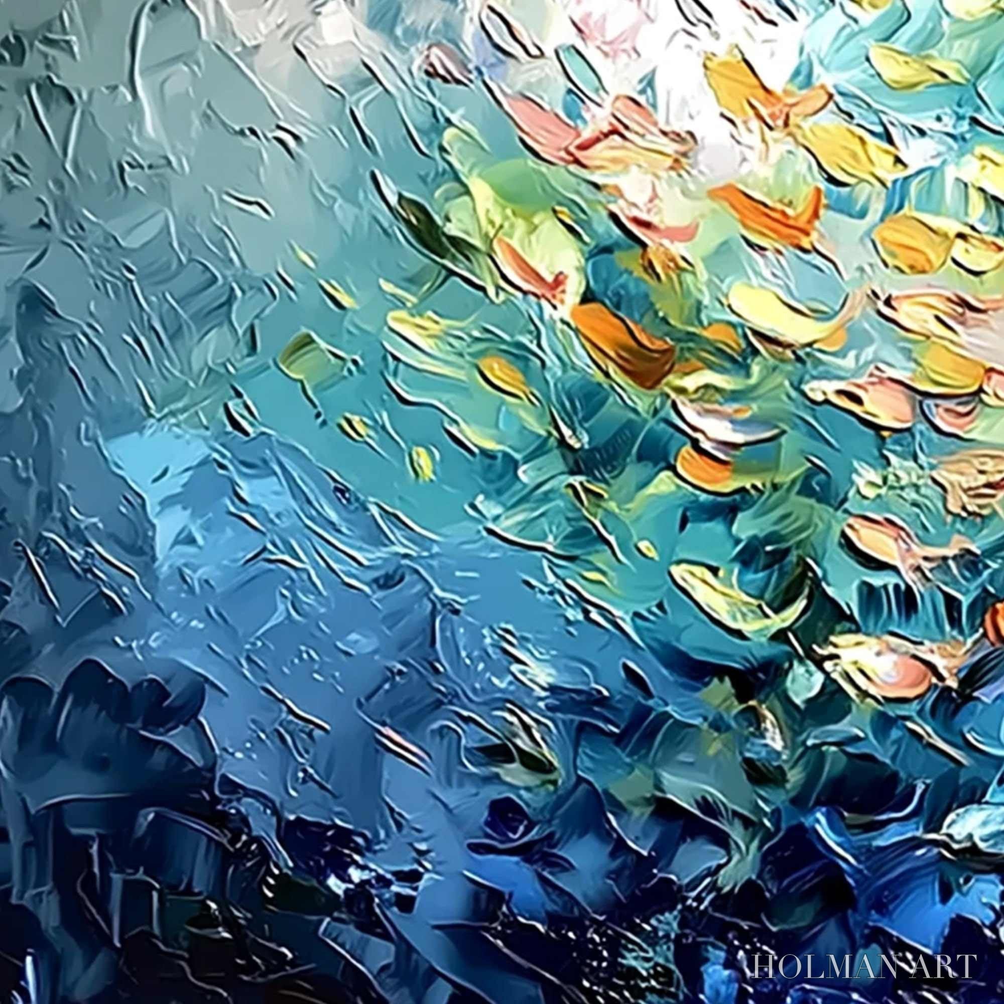 HOLMAN ART Oceanic Rush – Textured Palette Knife Painting of a School of Fish - image 3