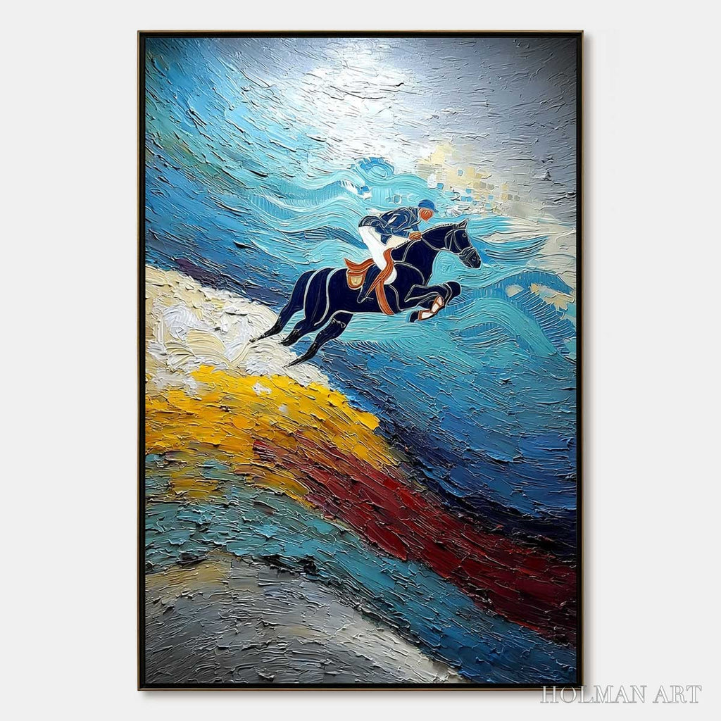 HOLMAN ART Apex Jump – Dynamic Textured Equestrian Horse Jumping Painting - image 1