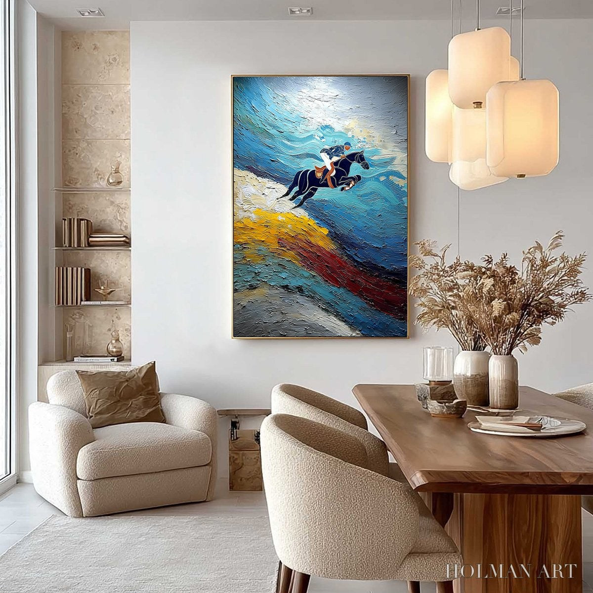 HOLMAN ART Apex Jump – Dynamic Textured Equestrian Horse Jumping Painting - image 4