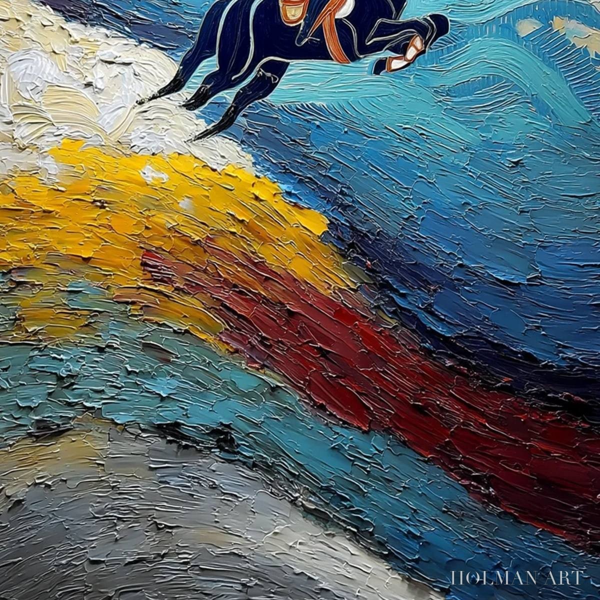 HOLMAN ART Apex Jump – Dynamic Textured Equestrian Horse Jumping Painting - image 5
