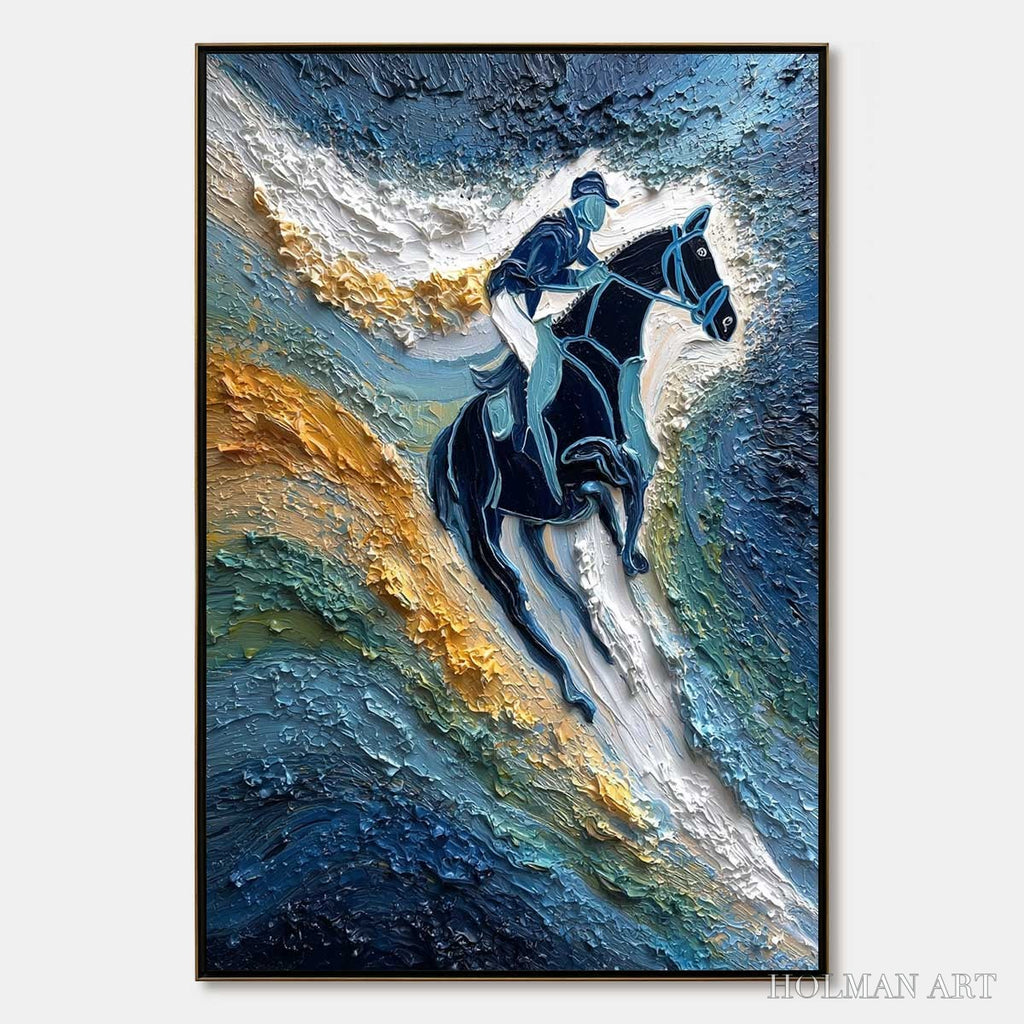 HOLMAN ART Surge of Power – Textured Impasto Equestrian Horse Sport Oil Painting - image 1