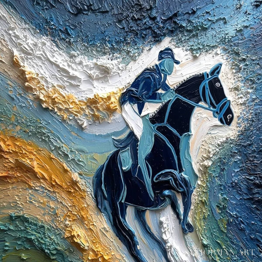 HOLMAN ART Surge of Power – Textured Impasto Equestrian Horse Sport Oil Painting - image 3