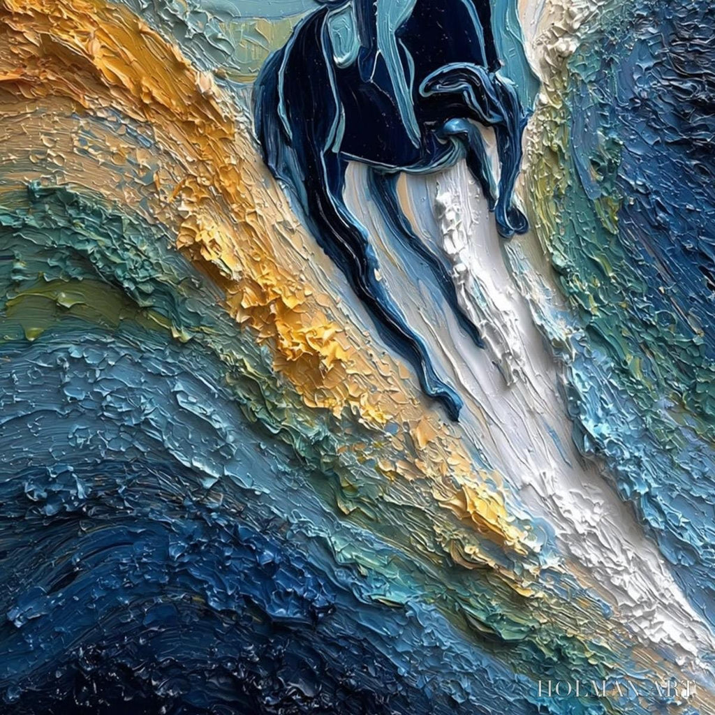 HOLMAN ART Surge of Power – Textured Impasto Equestrian Horse Sport Oil Painting - image 5