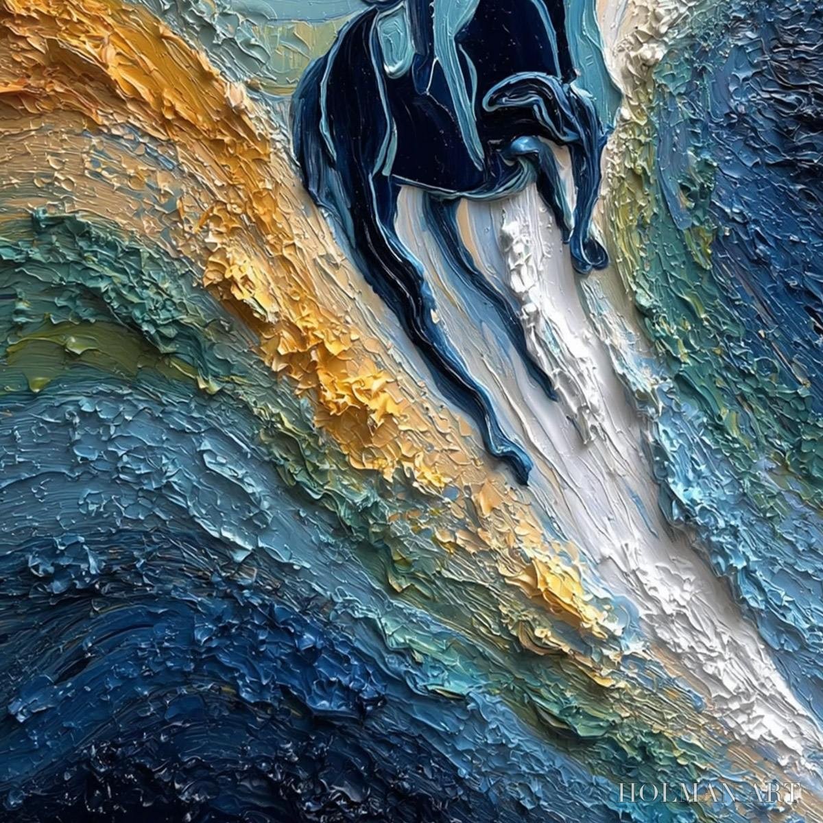 HOLMAN ART Surge of Power – Textured Impasto Equestrian Horse Sport Oil Painting - image 5