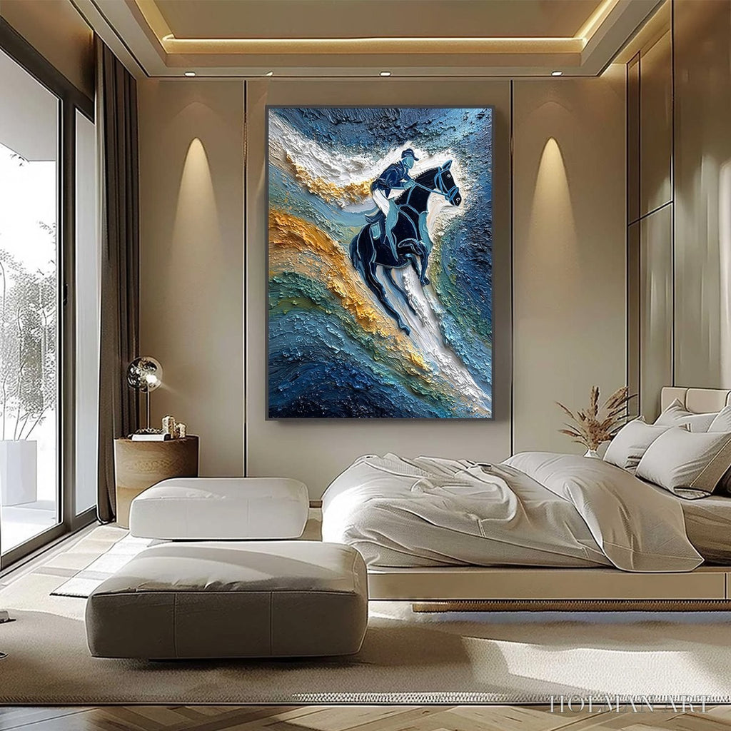 HOLMAN ART Surge of Power – Textured Impasto Equestrian Horse Sport Oil Painting - image 6