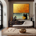 HOLMAN ART Golden Catch – Textured Gold Leaf Abstract Cat Painting - image 2