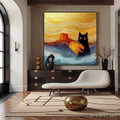 HOLMAN ART Lunar Thief – Whimsical Black Cat Impasto Texture Painting - image 2