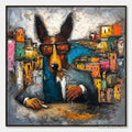 HOLMAN ART the Chairman – Textured Impasto Painting of a Dapper Dog in the City - image 1