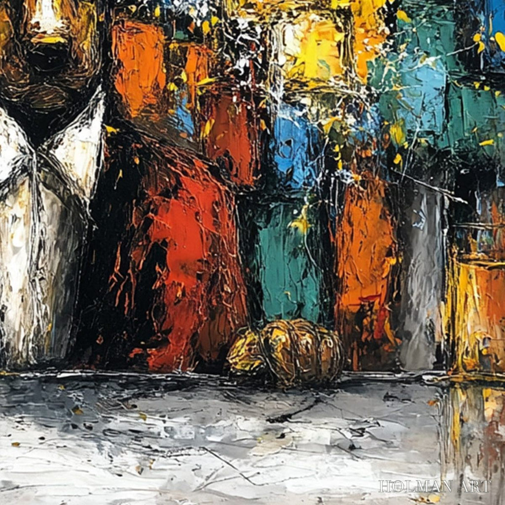 HOLMAN ART After Hours Abstract Dog Oil Painting | Colorful Modern Art - image 5