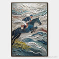 HOLMAN ART Victory'S Edge – Heavily Textured Impasto Equestrian Sports Painting - image 1