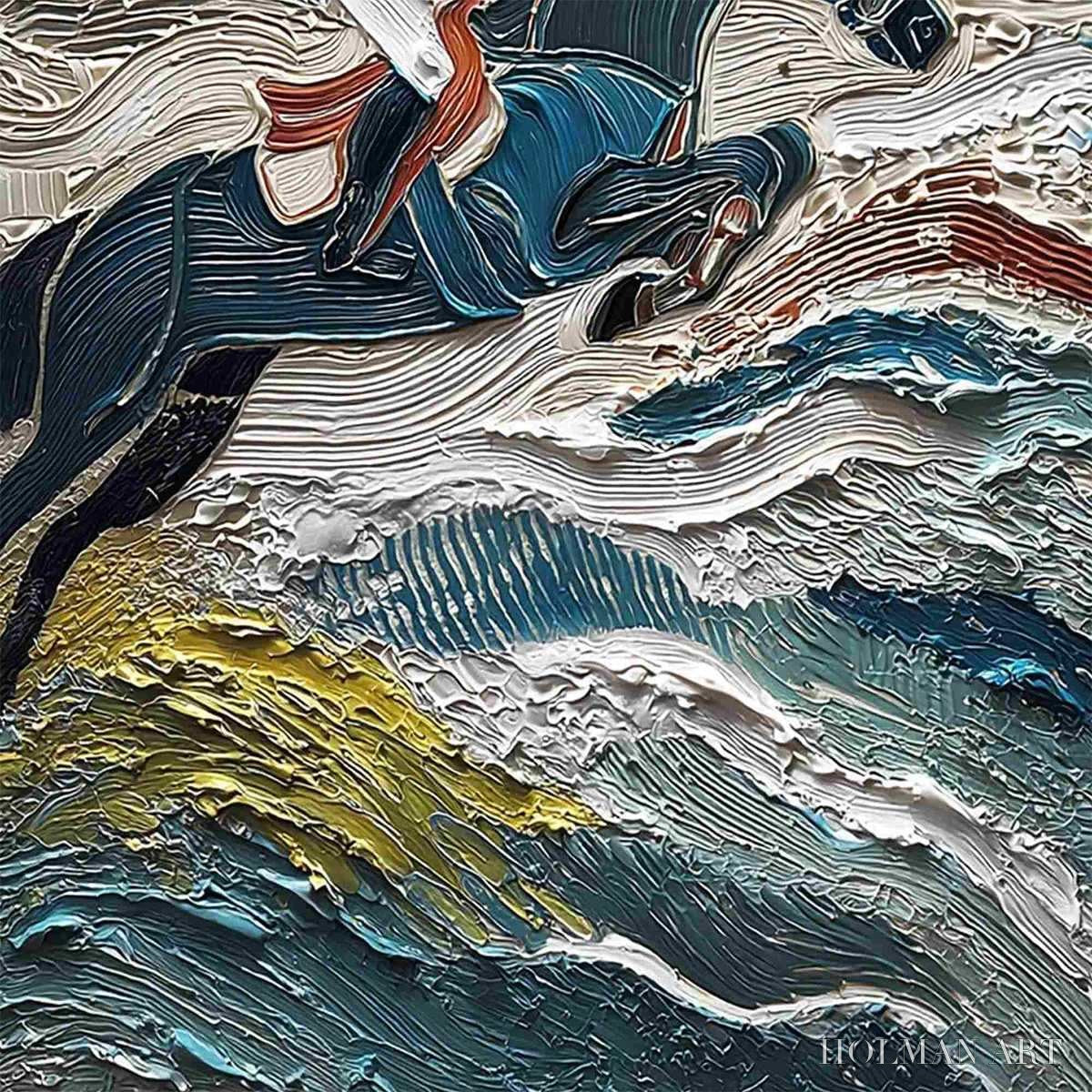 HOLMAN ART Victory'S Edge – Heavily Textured Impasto Equestrian Sports Painting - image 5