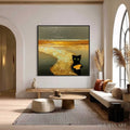HOLMAN ART A Cat'S Treasure – Textured Impasto Painting of a Whimsical Black Cat - image 2