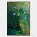 HOLMAN ART Emerald Flight – Vibrant Nature Painting of Birds Over a Serene Pond - image 1