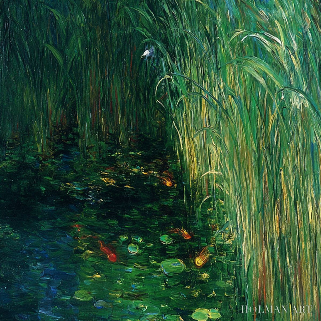HOLMAN ART Emerald Flight – Vibrant Nature Painting of Birds Over a Serene Pond - image 3