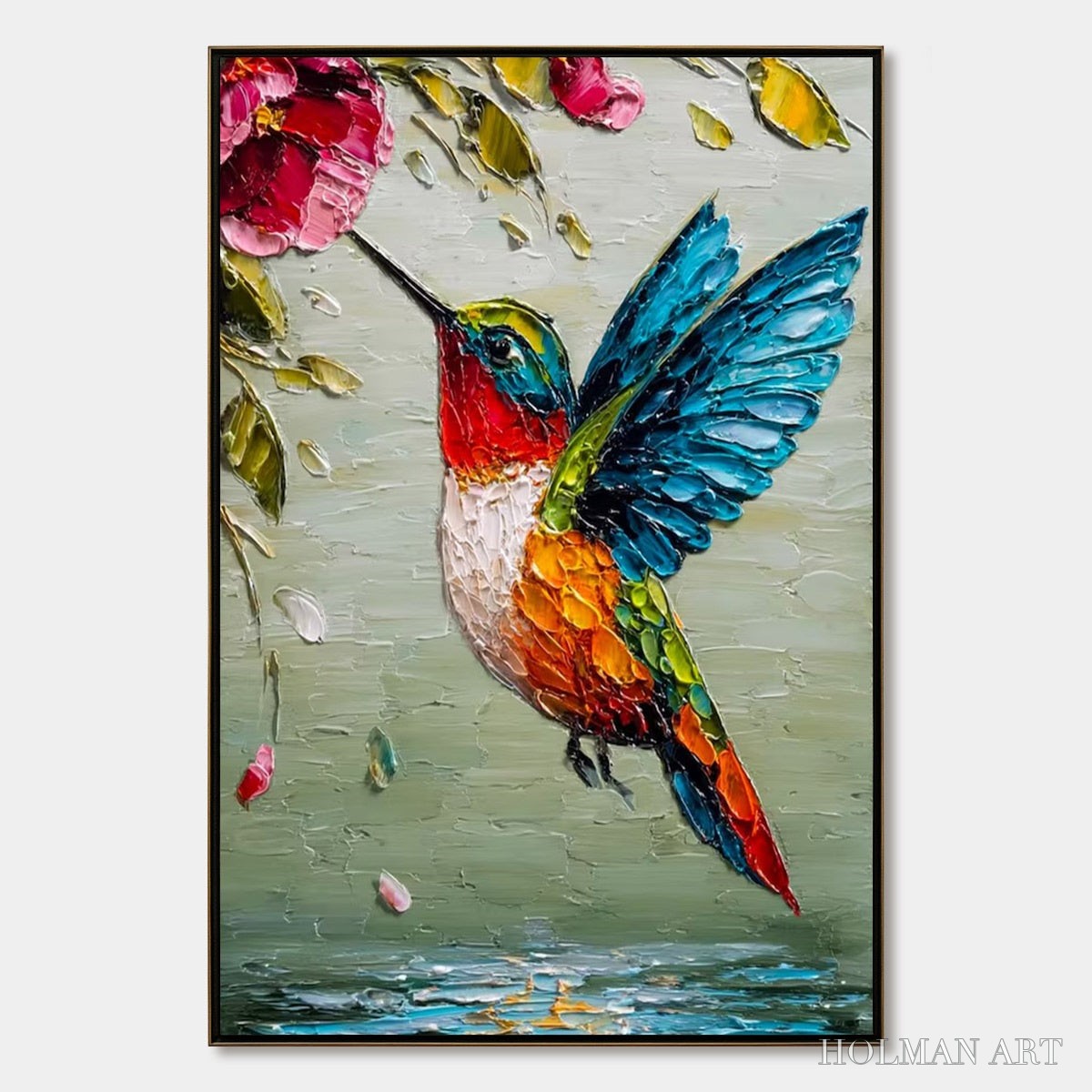HOLMAN ART Hummingbird Radiance – Impasto Colorful Wildlife Oil Painting - image 1