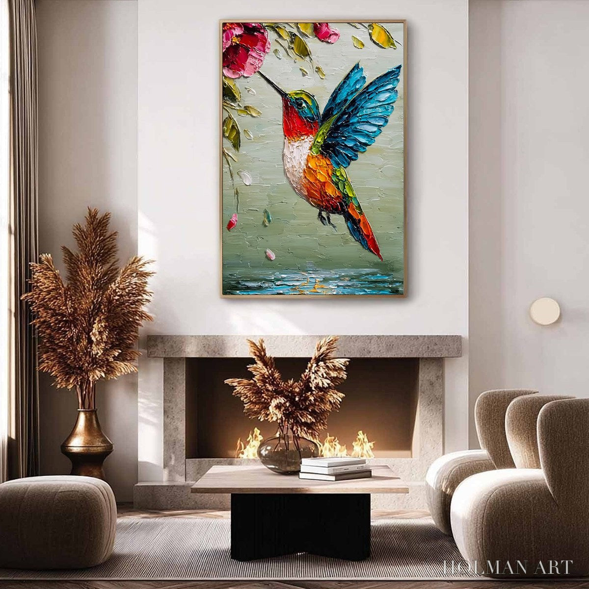 HOLMAN ART Hummingbird Radiance – Impasto Colorful Wildlife Oil Painting - image 5