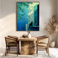 HOLMAN ART Twilight Perch – Minimalist Night Window Cat Oil Painting - image 2