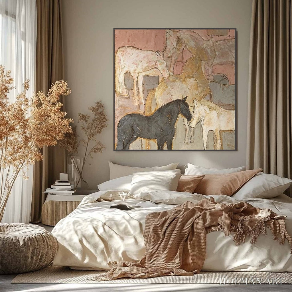 HOLMAN ART Herd Whispers – Figurative Textured Horse Painting - image 4