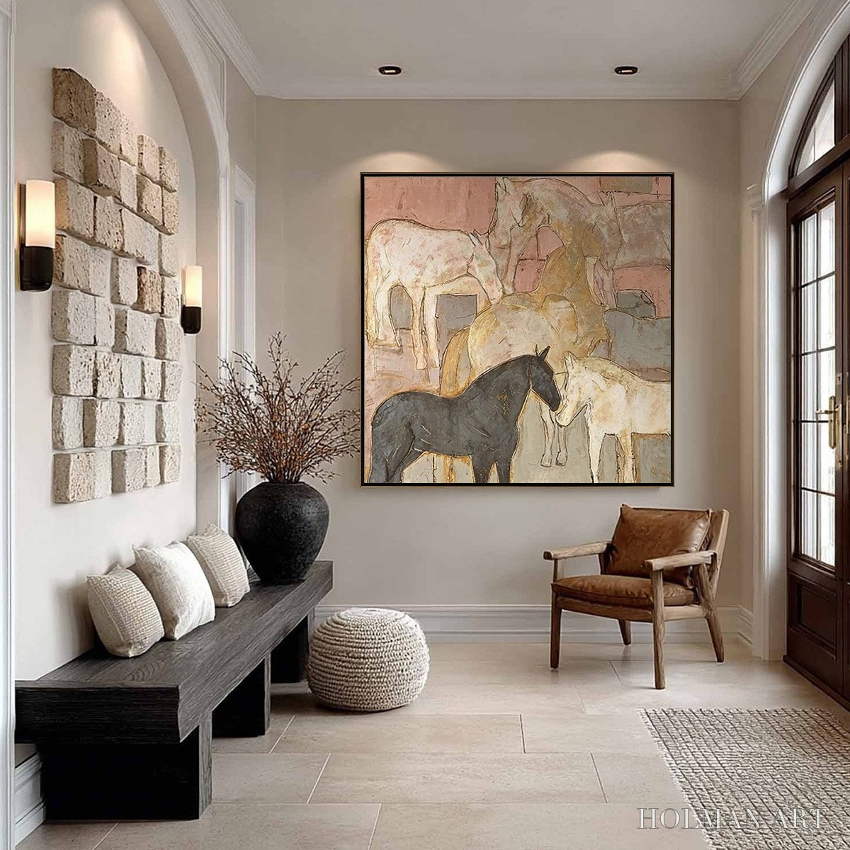 HOLMAN ART Herd Whispers – Figurative Textured Horse Painting - image 5