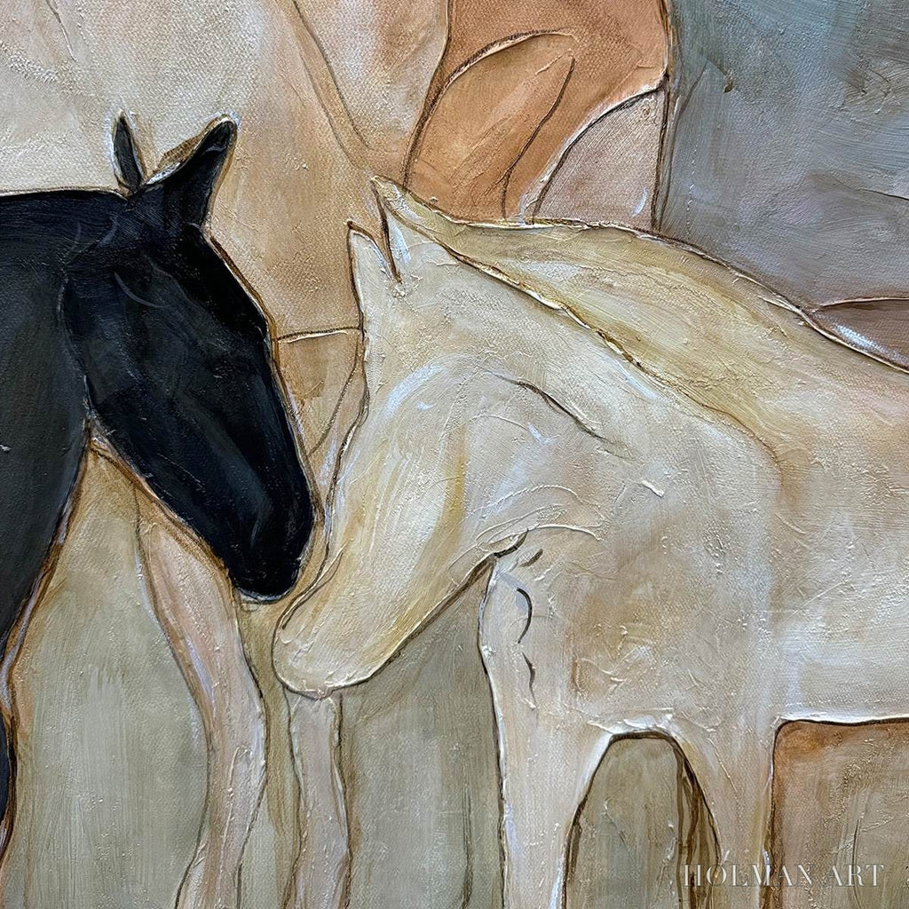 HOLMAN ART Herd Whispers – Figurative Textured Horse Painting - image 6