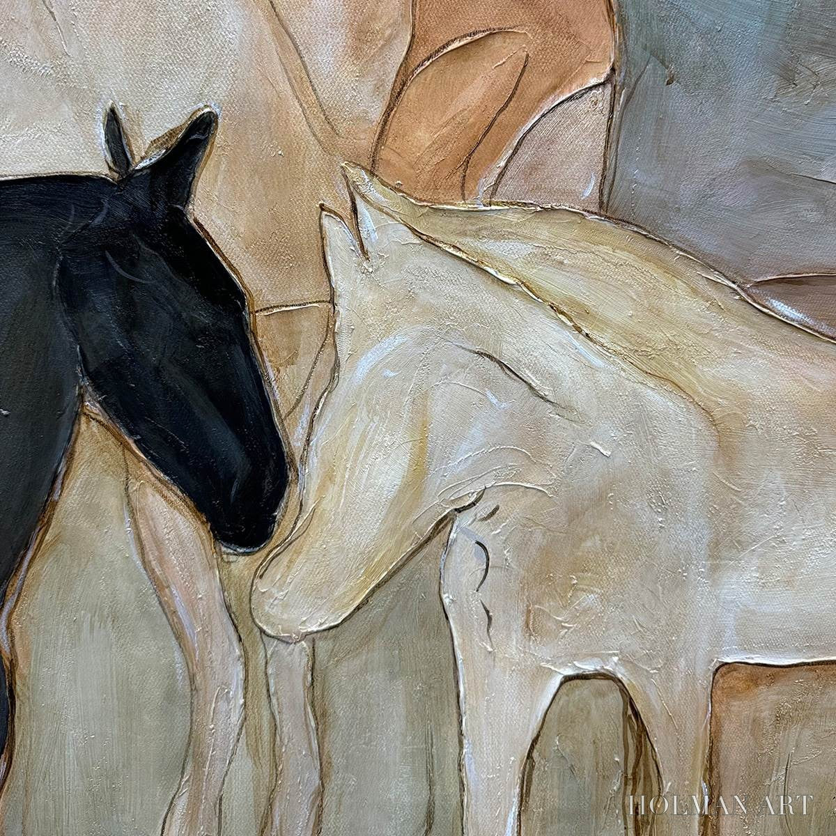 HOLMAN ART Herd Whispers – Figurative Textured Horse Painting - image 6