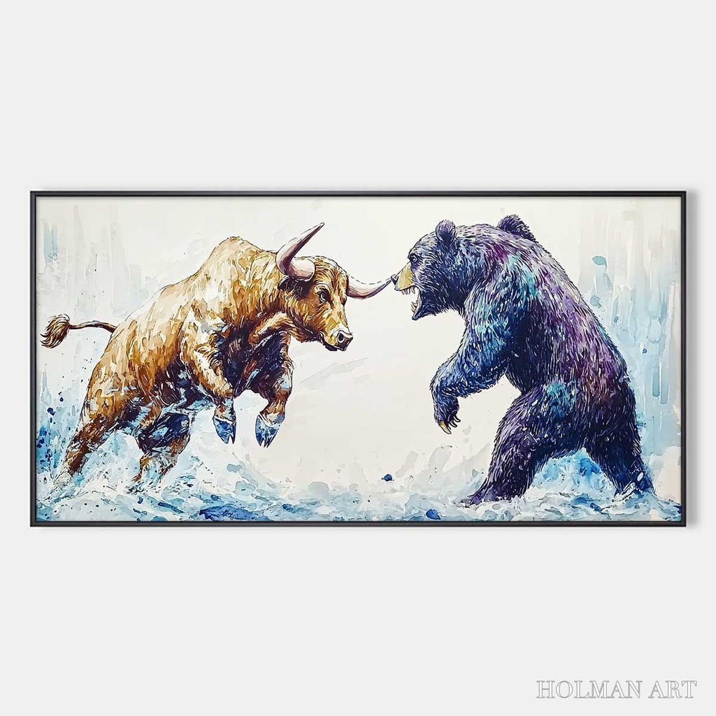 HOLMAN ART Clash of Forces – Panoramic Wildlife Oil Painting - image 1